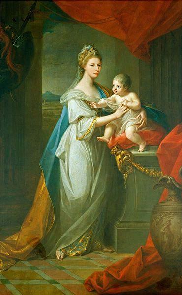 Angelica Kauffmann Portrait of Augusta of Hanover with her first born son Karl Georg of Brunswick France oil painting art